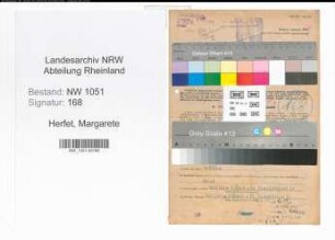 Entnazifizierung Margarete Herfet , geb. 20.12.1895 (Bahnbeamtin)