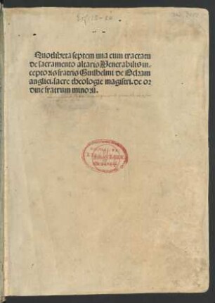 Quodlibeta septem. Daran: De sacramento altaris