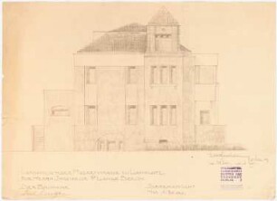 Landhaus Lange, Berlin-Lankwitz: Seitenansicht Südseite 1:50