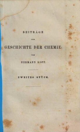 Beiträge zur Geschichte der Chemie, 2