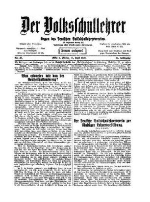 Der Deutsche Volksschullehrerverein zur künftigen Lehrervorbildung
