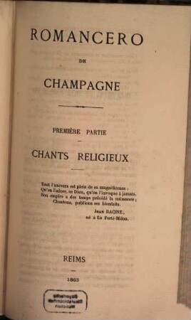 Romancero de Champagne, 1. Chants religieux
