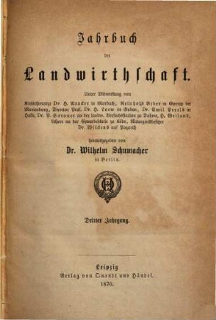 Jahrbuch der Landwirthschaft. 3, 3. 1870 (1871)