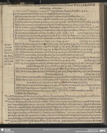 Tabula Generalis accuratam Grammatices Graecae Wellerianae methodum ostendens