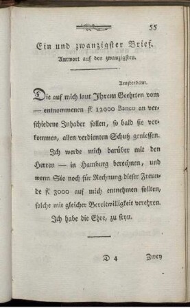 Ein und zwanzigster Brief. - Dreyßigster Brief.