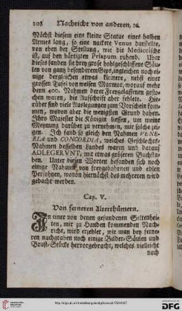 Cap. V: Von ferneren Alterthümern