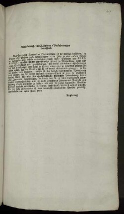 Verordnung, die Religions-Veränderungen betreffend : Zweybrücken den 24ten Junii 1760.