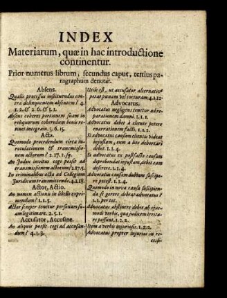 Index Materiarum, quæ in hac introductione continentur.