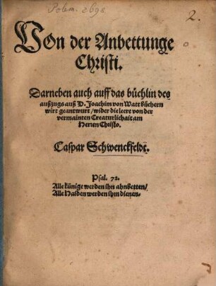 Von der Anbettunge Christi
