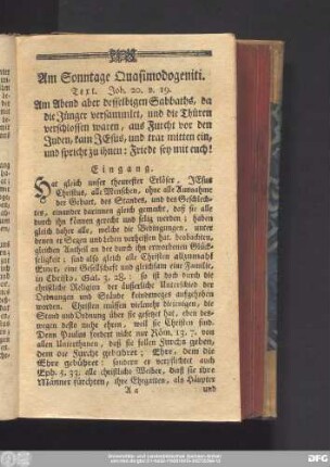 Am Sonntage Quasimodogeniti. Text. Joh. 20. v. 19.