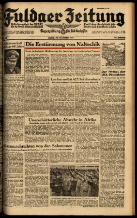 Ausgabe vom Freitag, den 30. Oktober 1942.