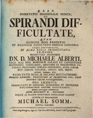 Diss. inaug. med. de spirandi difficultate