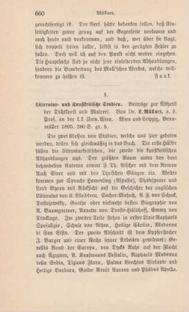 660-661 [Rezension] Müllner, Laurenz, Literatur- und kunstkritische Studien