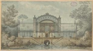 Palmenhaus Monatskonkurrenz März 1881: Aufriss Ansicht vom See