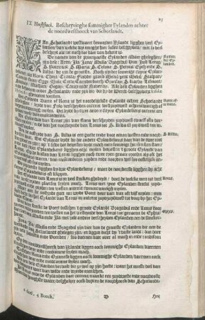 IX Hooftstuck. Beschryvinghe sommigher Eylanden achter de noordwesthoeck van Schotlandt.