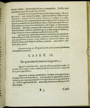 Caput II. De quantitate continua in genere.