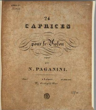 24 caprices : pour le violon ; oeuv. 1
