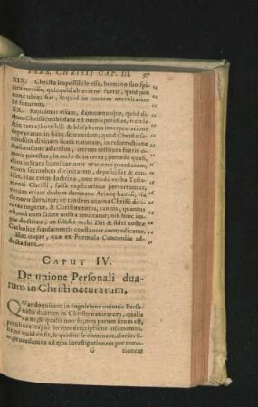Caput IV. De unione Personali duarum in Christi naturarum.
