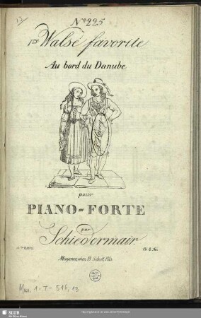 1re Walse favorite Au Bord du Danube pour Piano Forte