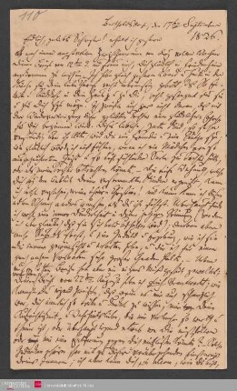 Endlich, geliebte Schwester! erhielt ich gestern nach einem angstvollen ... , 17.09.1826. - Benediktinerabtei St. Bonifaz in München und Andechs