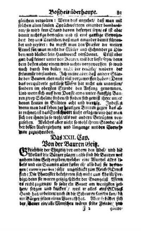 Das XXII. Cap. Von der Bauren Geitz
