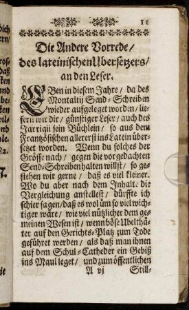 Die Andere Vorrede/ des lateinischen Ubersetzers/ an den Leser.