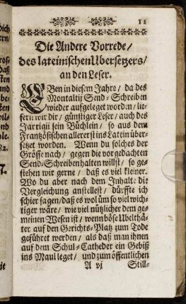 Die Andere Vorrede/ des lateinischen Ubersetzers/ an den Leser.