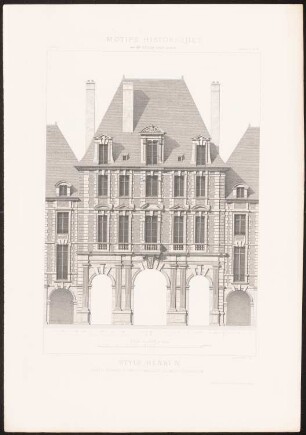 Place Royale, Paris: Ansicht (aus: Motifs historiques d´architecture et de sculpture d´ornement, hrsg.v. César Daly, Bd.1, 1870)