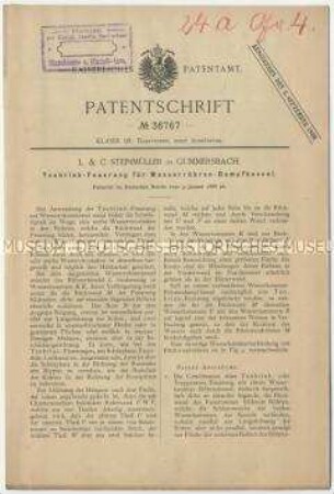 Patentschrift einer Tenbrink-Feuerung für Wasserröhren-Dampfkessel, Patent-Nr. 36767