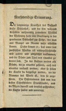 1, Nothwendige Erinnerung.
