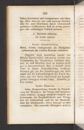 Zweite Unterabtheilung. Mittel, welche vorzugsweise die Thätigkeitsäusserungen im venösen Systeme verändern.