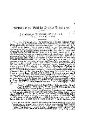 Beylage zum 2ten Stück der Deutschen Zeitung 1792