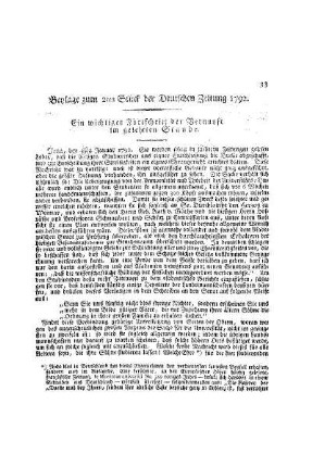Beylage zum 2ten Stück der Deutschen Zeitung 1792