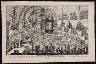 Die Versamlung in der alten Judenschul, wie sie von inen anzusehen. - Hauptsynagoge Fürth (Fürth, Bayern), Innenansicht = Altschul Fürth (Fürth, Bayern), Innenansicht