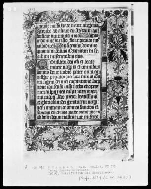 Lateinisches Gebetbuch aus Kloster Baumburg — Initiale I und Vollbordüre, Folio 9recto
