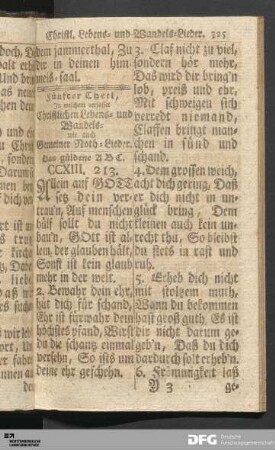 Fünfter Theil, In welchem verfasset Christlichen Lebens- und Wandels- wie auch Gemeiner Noth-Lieder.