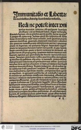 Immunitatis et libertatis ecclesiastice statusque sacerdotalis defensio.