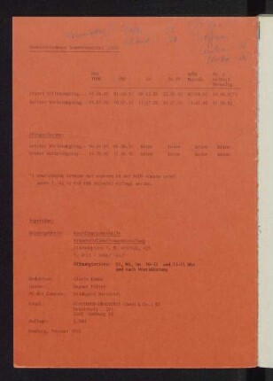 Semestertermine Sommersemester 1992