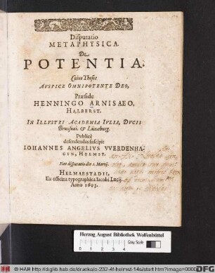 Disputatio Metaphysica De Potentia