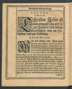 Textus. 1. Cor. I.v. 30