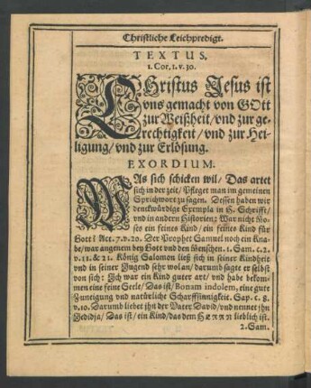 Textus. 1. Cor. I.v. 30