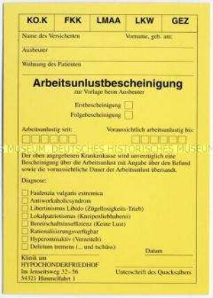 Humoristische Postkarte zum Thema Arbeit