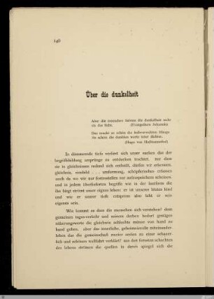 Über die dunkelheit / Karl Wolfskehl