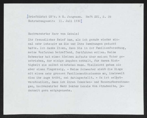 Brief von Gerhart Hauptmann an Stephan Kekulé von Stradonitz