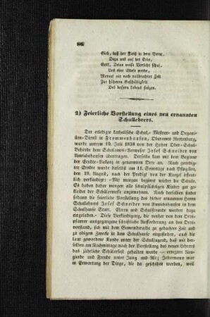 Feierliche Vorstellung eines neu ernannten Schullehrers : [Mannigfaltiges]