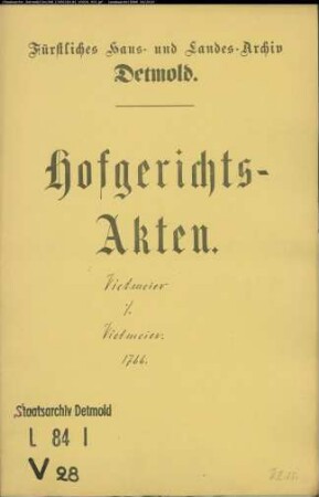 Vietmeiersche Vormunde Witte und Coring gegen Siekkrüger Vietmeier - Schuldforderung