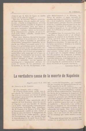 La verdadera causa de la muerte de Napoleón