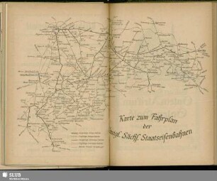 Karte zum Fahrplan der Königl. Sächs. Staatseisenbahnen