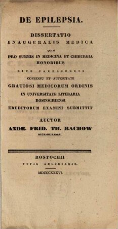 De epilepsia : diss. inaug. med.