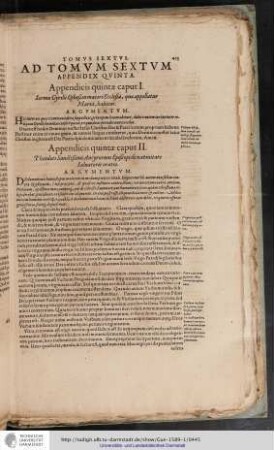 Ad Tomum Sextum Appendix Quinta
